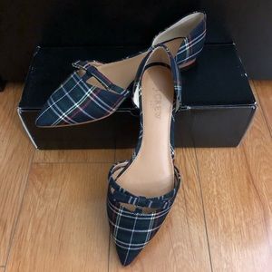 J.Crew Tartan D’Orsay Flats With Mini Bow